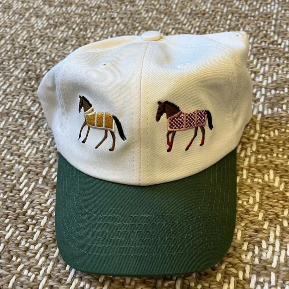 Found free people horse pair baseball cap hat cream green display picture 1